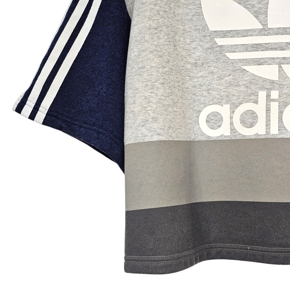 adidas Trefoil Color-block Sweatshirt Gray/Navy/White Crop Mock Neck – Size XL - Picture 2 of 11